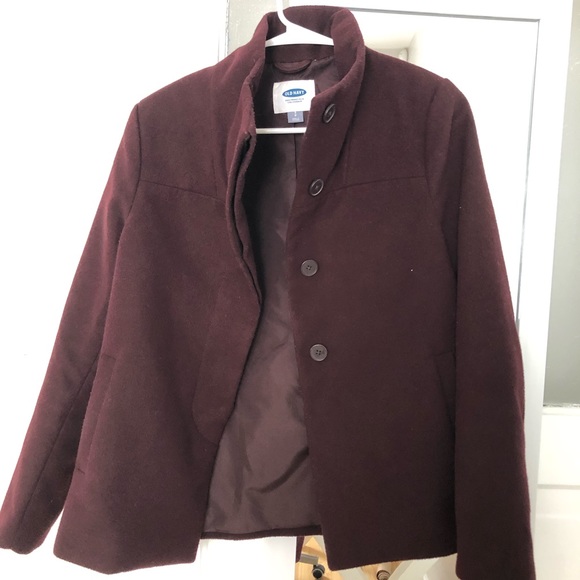 Peacoat in rich burgundy wine color - old navy - Picture 2 of 8